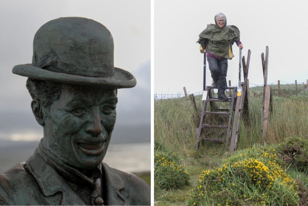 Charlie Chaplin statue on a windy day © Dominique Boyer