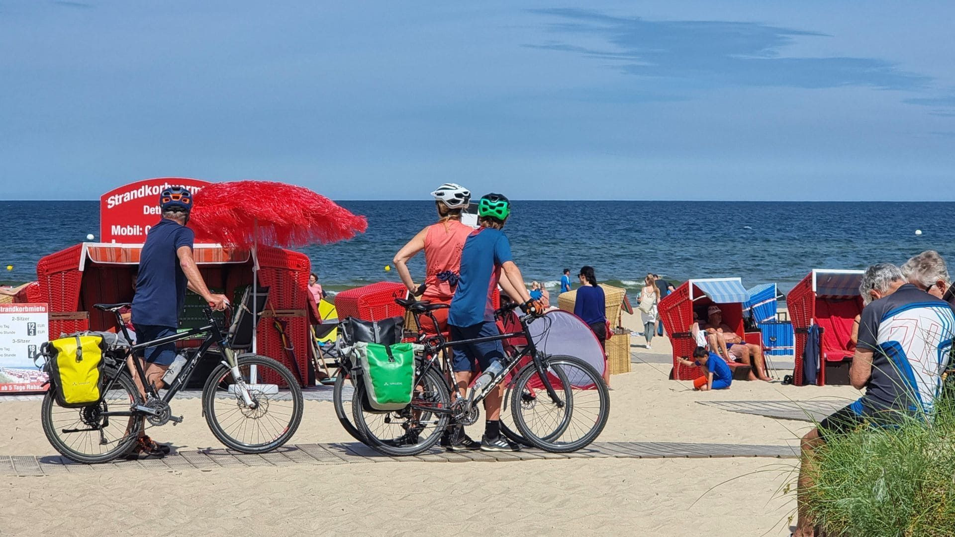 Cyclists on the Baltic Sea beach - Greifswald - Germany
