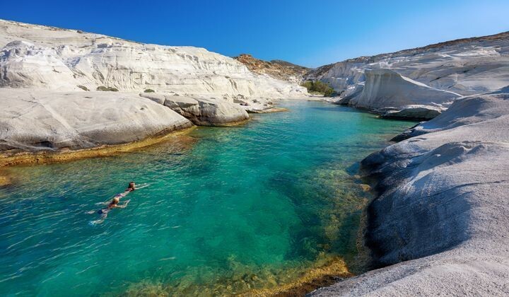Swimming in Sarakiniko cove - Milos Island - Cyclades