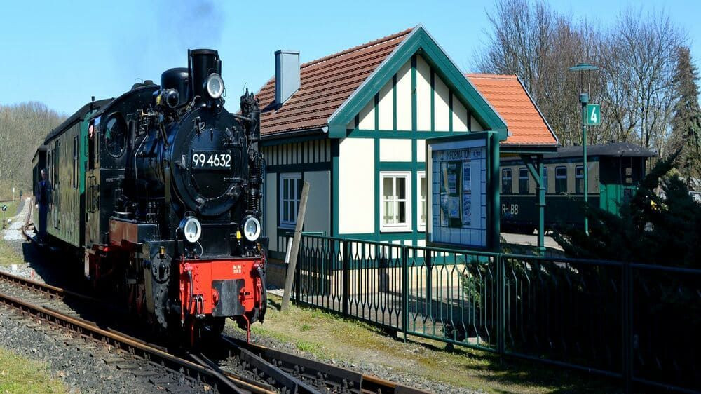 Steam train at the station - Rügen island - Germany