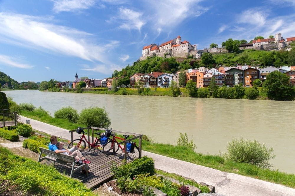 View of Innsalzach and Burghausen