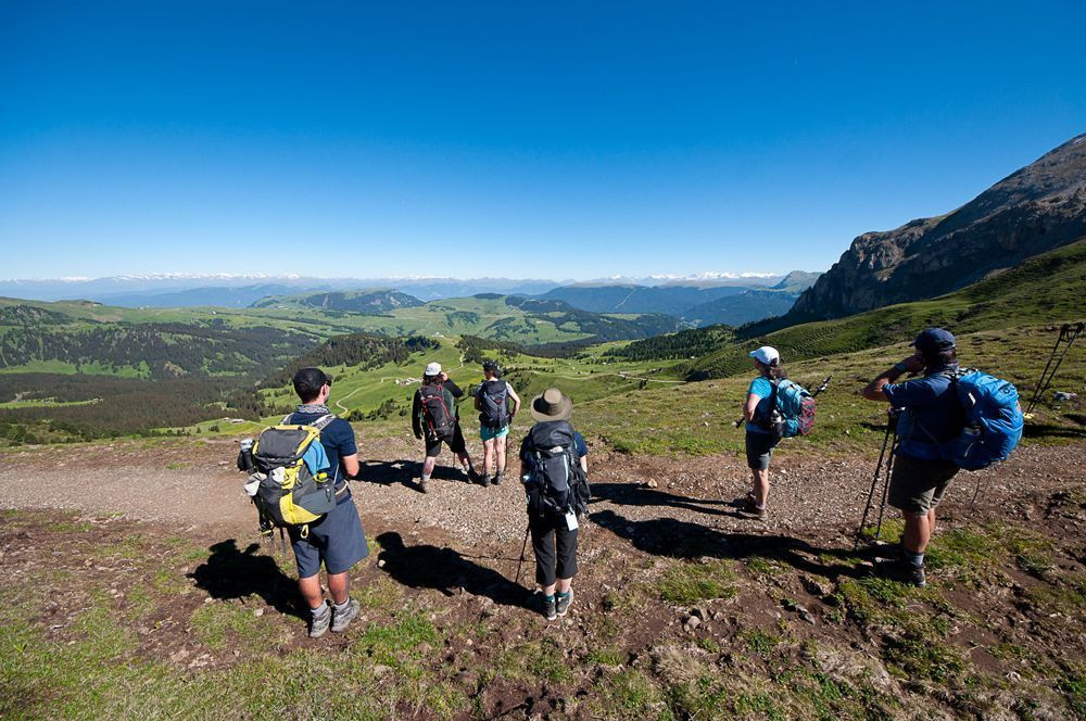 View of the Alpe di Siusi from the foot of the Sassopiatto