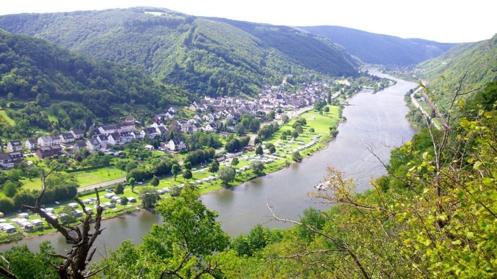 Overlook of a Moselle river bend and its village - Germany