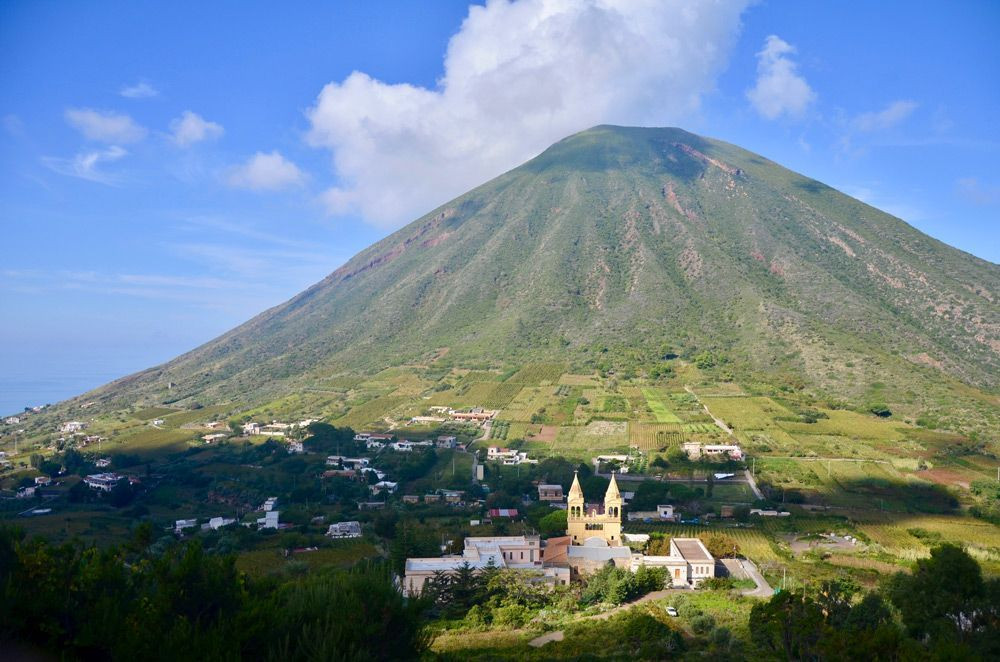 Village of Valdichiesa and Monte dei Porri on the island of Salina