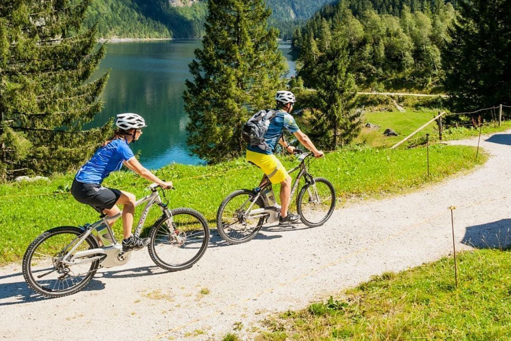 Electric mountain bike at Gosau Lake