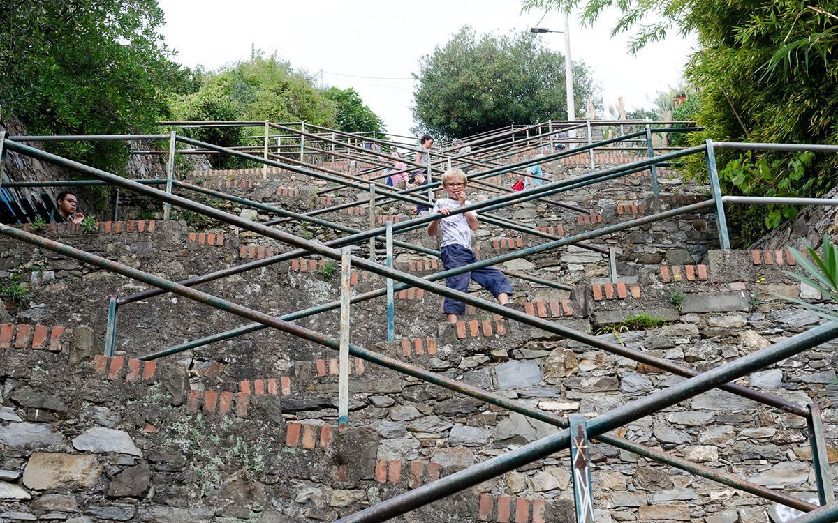 Steps leading up to the village of Corniglia in the Cinque Terre