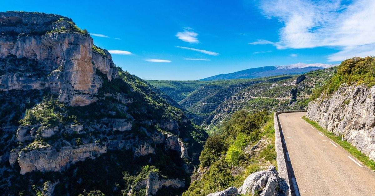 Winding road through the Nesque gorges - Mont Ventoux - Provence